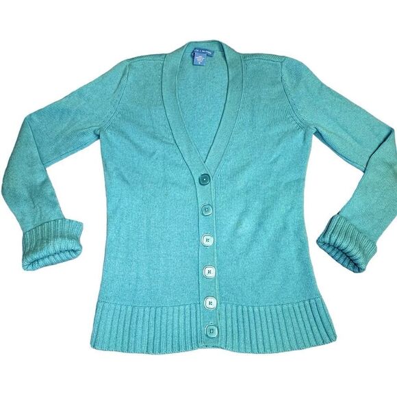 Green Cashmere White and Warren V neck button down knitted cardigan - XS- Small - Picture 4 of 9